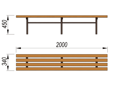 Двухметровая лавочка без спинки 2 м МАФ 1602 в Белгороде