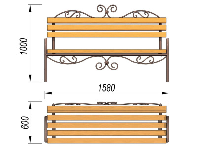 Лавочка кованная МАФ 1606 в Белгороде