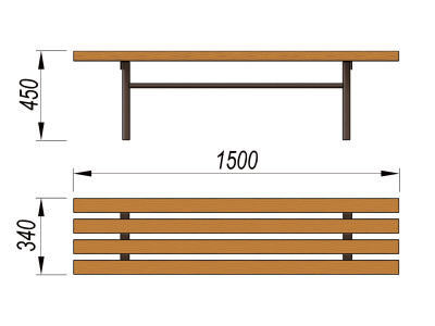 Лавочка без спинки МАФ 1601 в Белгороде