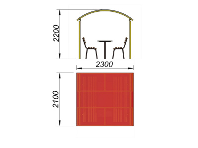 Стол и лавки под навесом МАФ 4005 в Белгороде