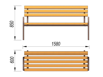 Парковая лавочка со спинкой МАФ 1605 в Белгороде