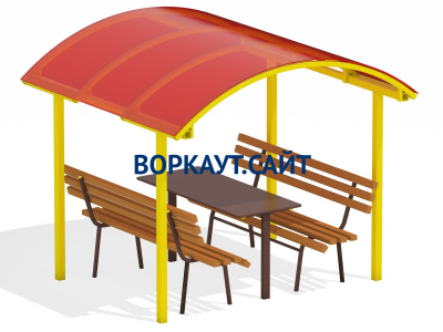 Стол и лавки под навесом МАФ 4005 в Белгороде