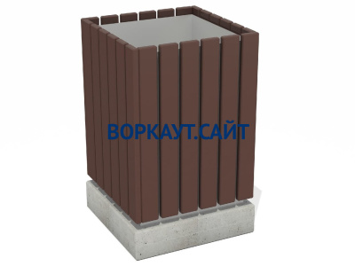 Урна деревянная квадратная с бетонным основанием МАФ 1633 в Белгороде